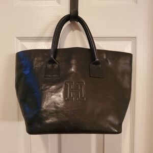 Elegant Black Leather Tote Bag